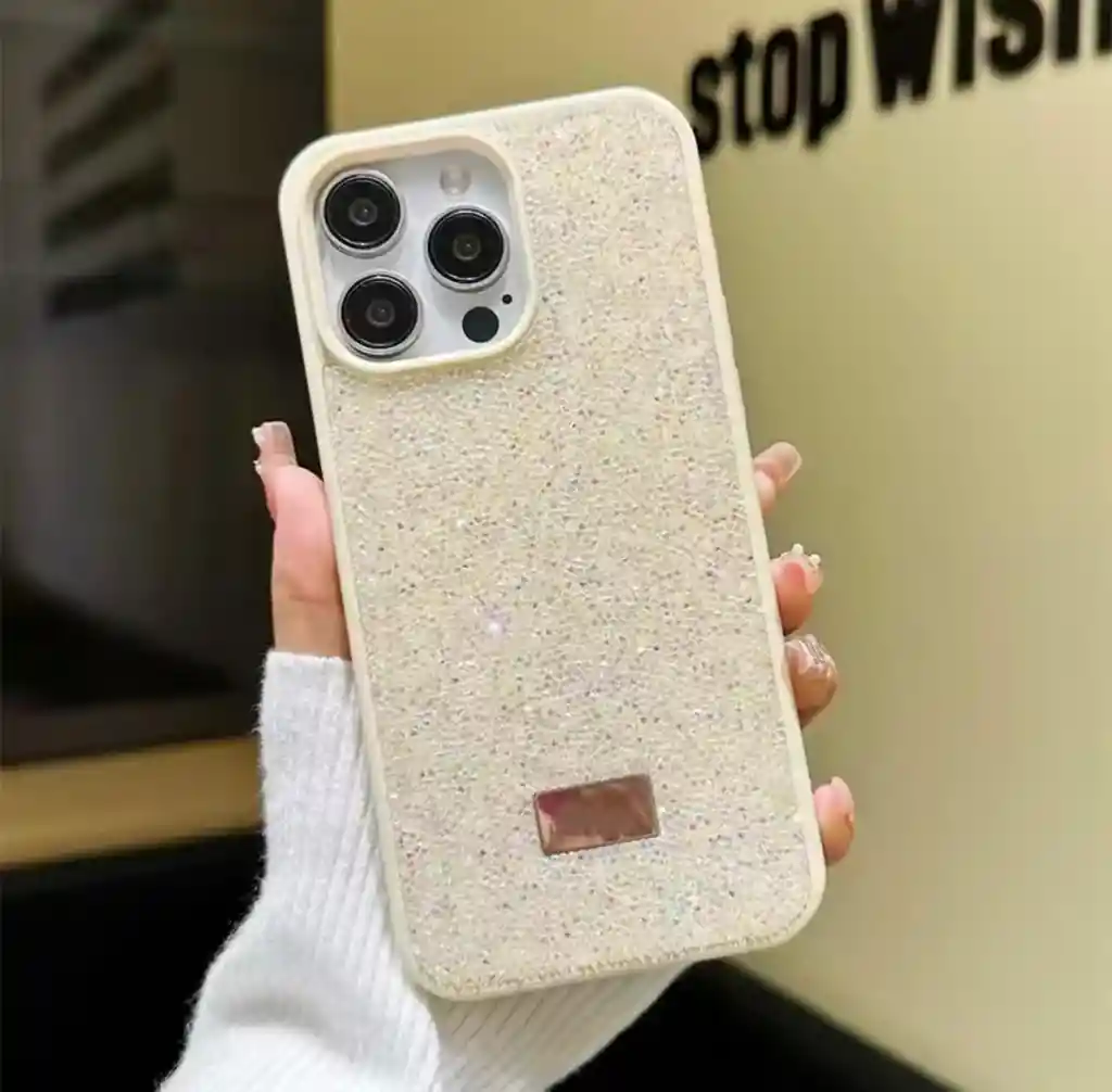 Funda Iphone 14 Beige Cristal Glitter