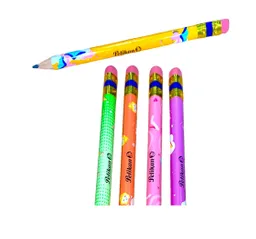 Lapiz Triangular Jumbo Negro Infantil Estampado 2 Hb Pelikan, Colores Pastel