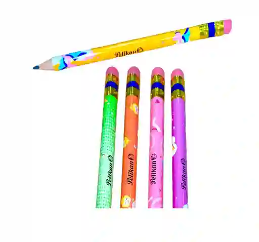 Lapiz Triangular Jumbo Negro Infantil Estampado 2 Hb Pelikan, Colores Pastel