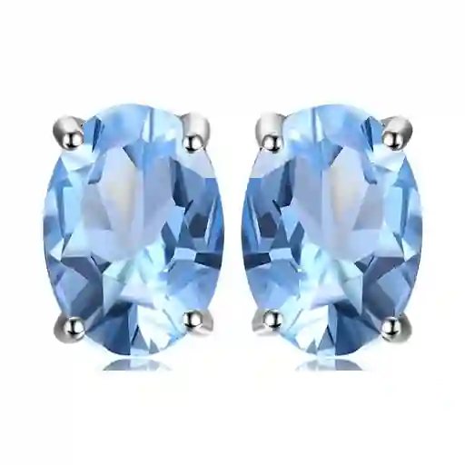 Aretes Topos Para Mujer Con Topacio Natural En Plata 925