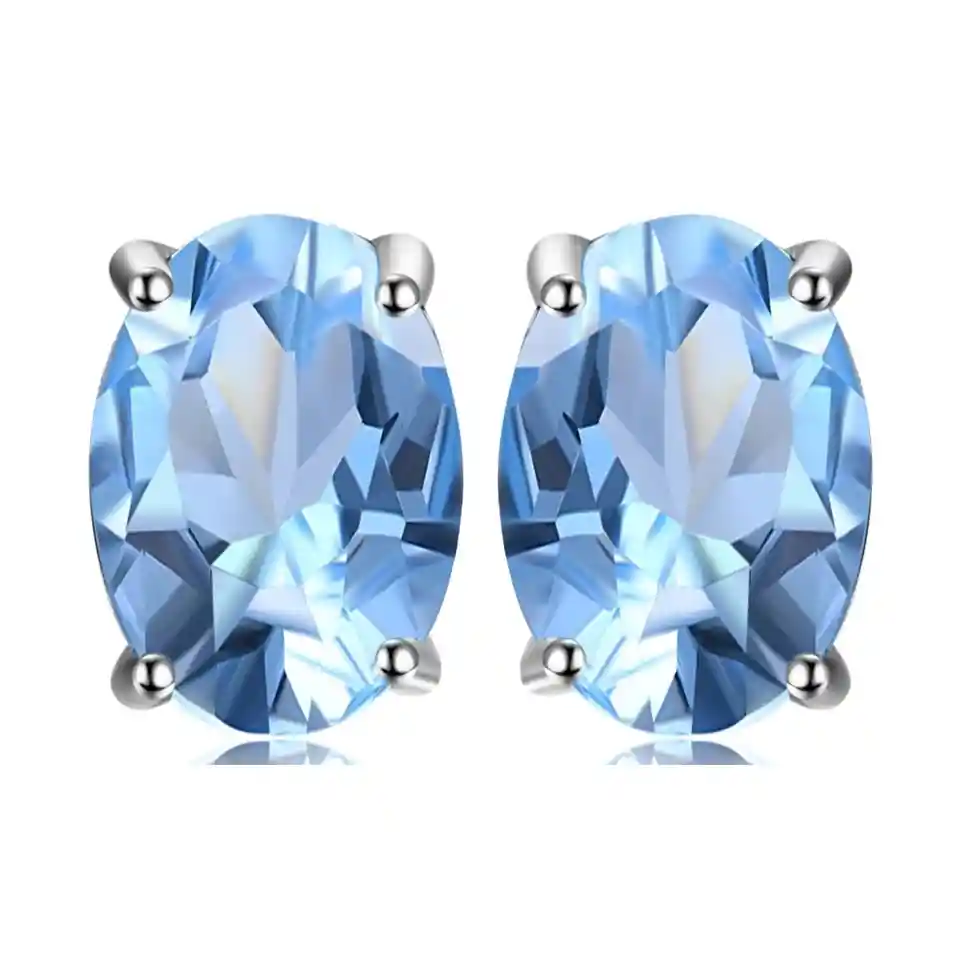 Aretes Topos Para Mujer Con Topacio Natural En Plata 925