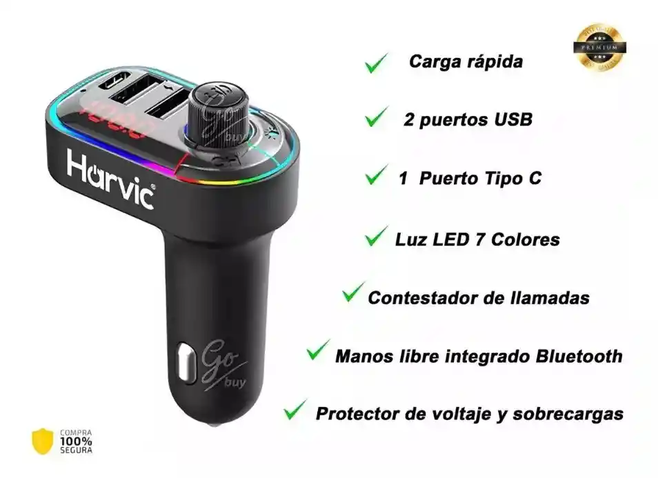 Cargador Transmisor Bluetooth Carro Adaptador Bluetooth Convertidor