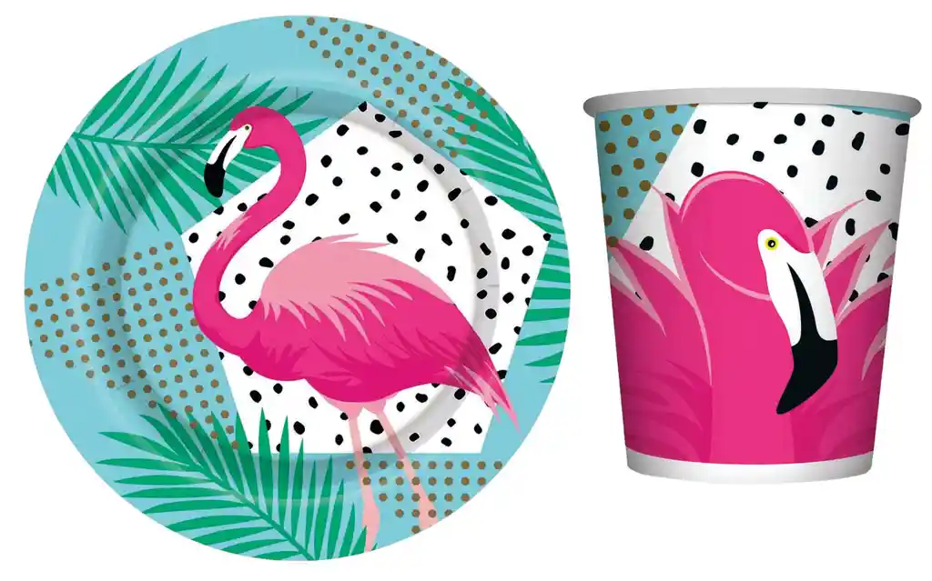 Platos Y Vasos Flamingo