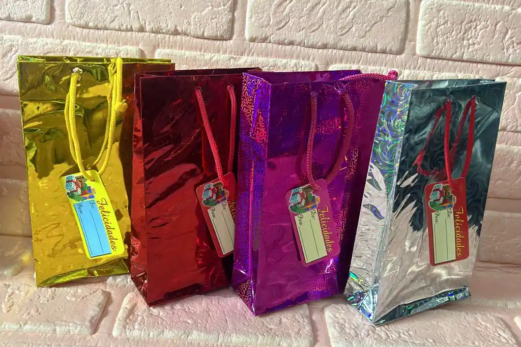 Bolsa Regalo Metalizada Holograma Talla S (( 11*20*4 )) Colores Dama