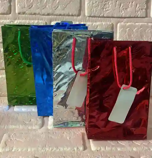 Bolsa Regalo Metalizada / Holograma Talla S (( 11*20*4 )) Colores De Hombre