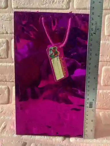 Bolsa Regalo Metalizada Holograma Talla Xm (( 27*17*6 )) Colores De Dama