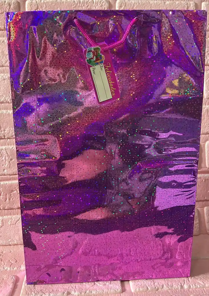 Bolsa Regalo Metalizada / Holograma Talla L (( 26*41*7 )) Colores De Dama
