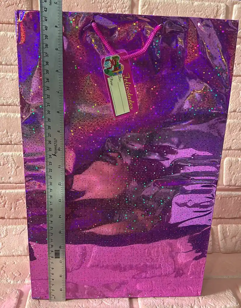 Bolsa Regalo Metalizada / Holograma Talla L (( 26*41*7 )) Colores De Dama