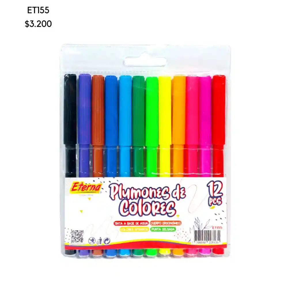 Plumones Eterna De Colores X12 Piezas