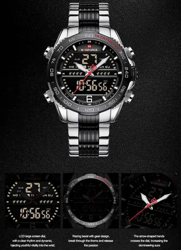 Reloj Naviforce Original Nf 9195 Acero Inoxidable + Estuche