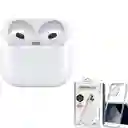 Airpods 3 Calidad 1.1 Audifonos + Estuche Para Iphone 15 Pro Max Con Protección De Camara Space Transparente