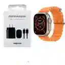 Reloj Inteligente T800 Ultra Smartwatch Smartwatch T800 Ultra Doble Correa +cargador Samsung 25w Carga Rápida Naranja +