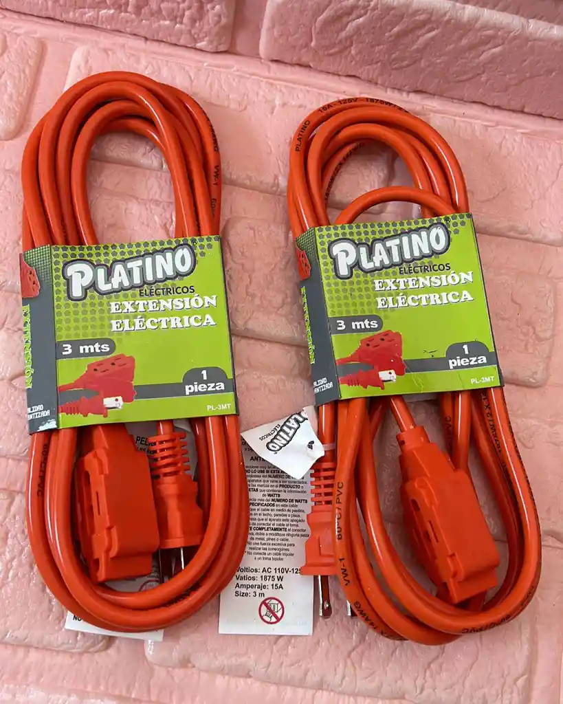 Extencion Electrica Cable Naranja 3 Metros