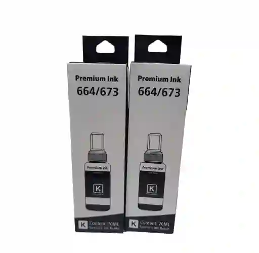 Tintas 664 Epson Negras Genéricas Para Impresora L120, L200, L210, L355 Kit X 2