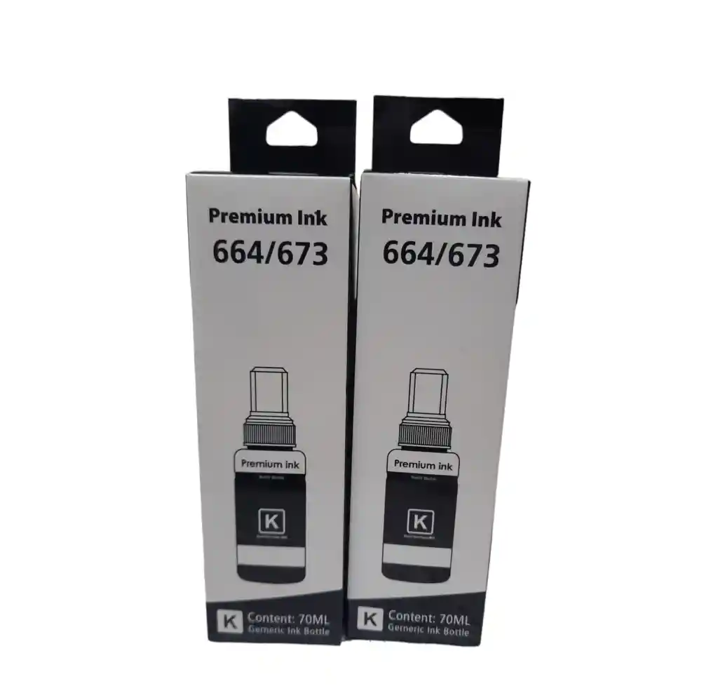 Tintas 664 Epson Negras Genéricas Para Impresora L120, L200, L210, L355 Kit X 2