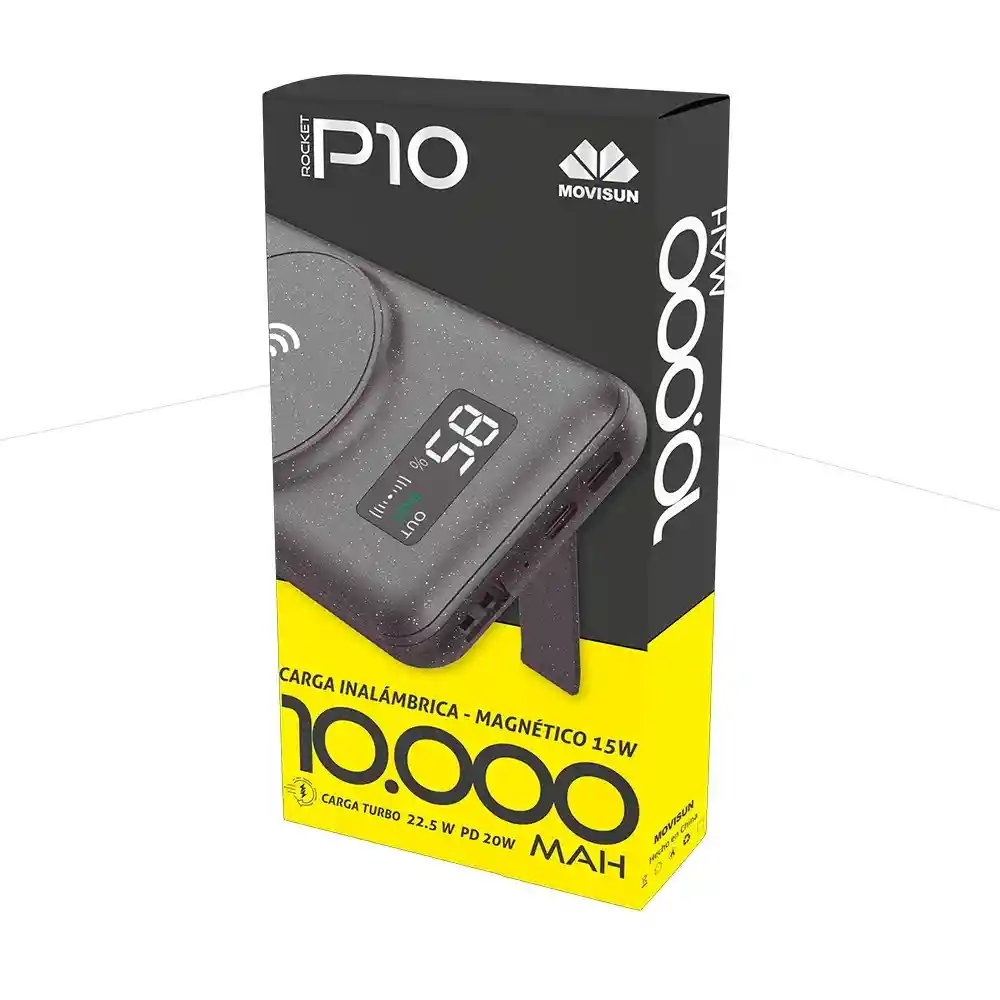 Power Bank 10000 P10 Movisun Carga Inalámbrica-magnético 15w