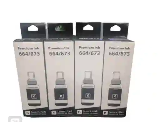 Tintas 664 Epson Negras Genéricas Para Impresora L120, L200, L210, L355 Kit X 4