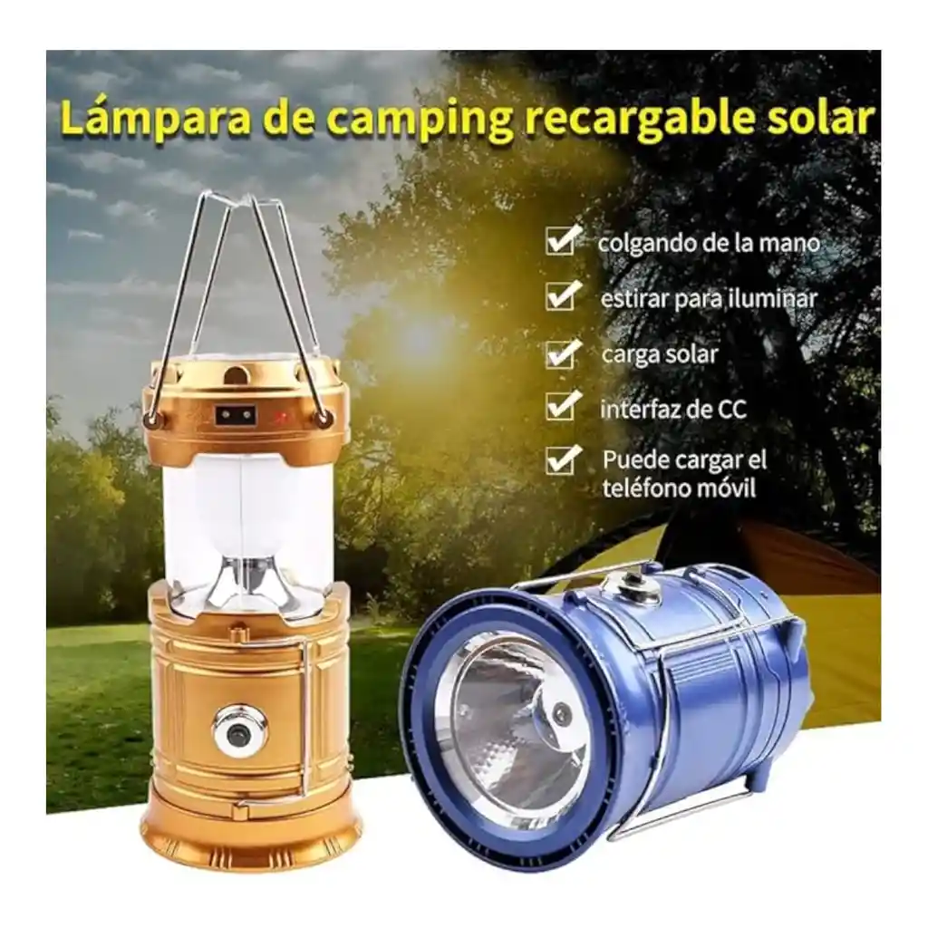 Linterna Led Caperuza Recargable Solar Camping Usbs H5800t