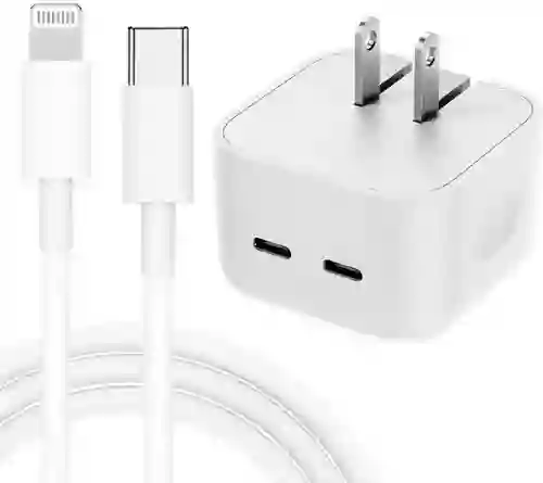 Cargador Iphone Carga Rapida Para Carga Doble + Cable Lightning 50w