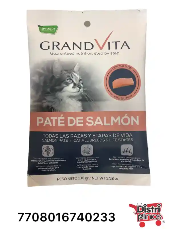 Grand Vita Alimento Húmedo De Salmón Para Gato 100 Grs