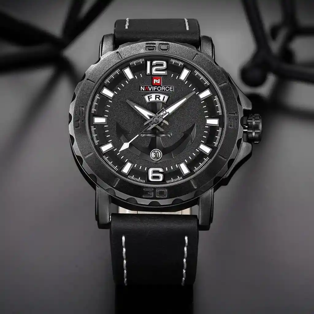 Reloj Naviforce Original Nf 9122 Cuero Ancla + Estuche