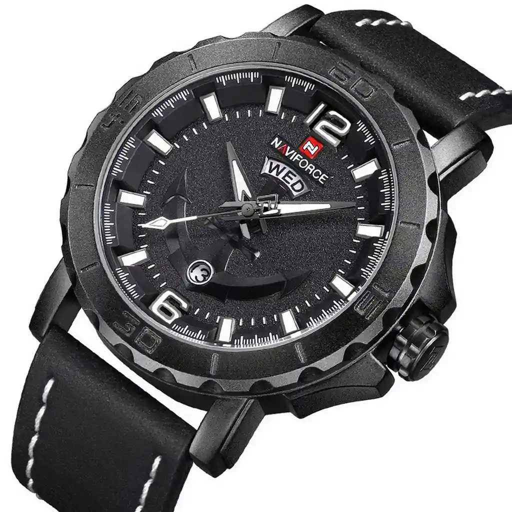 Reloj Naviforce Original Nf 9122 Cuero Ancla + Estuche