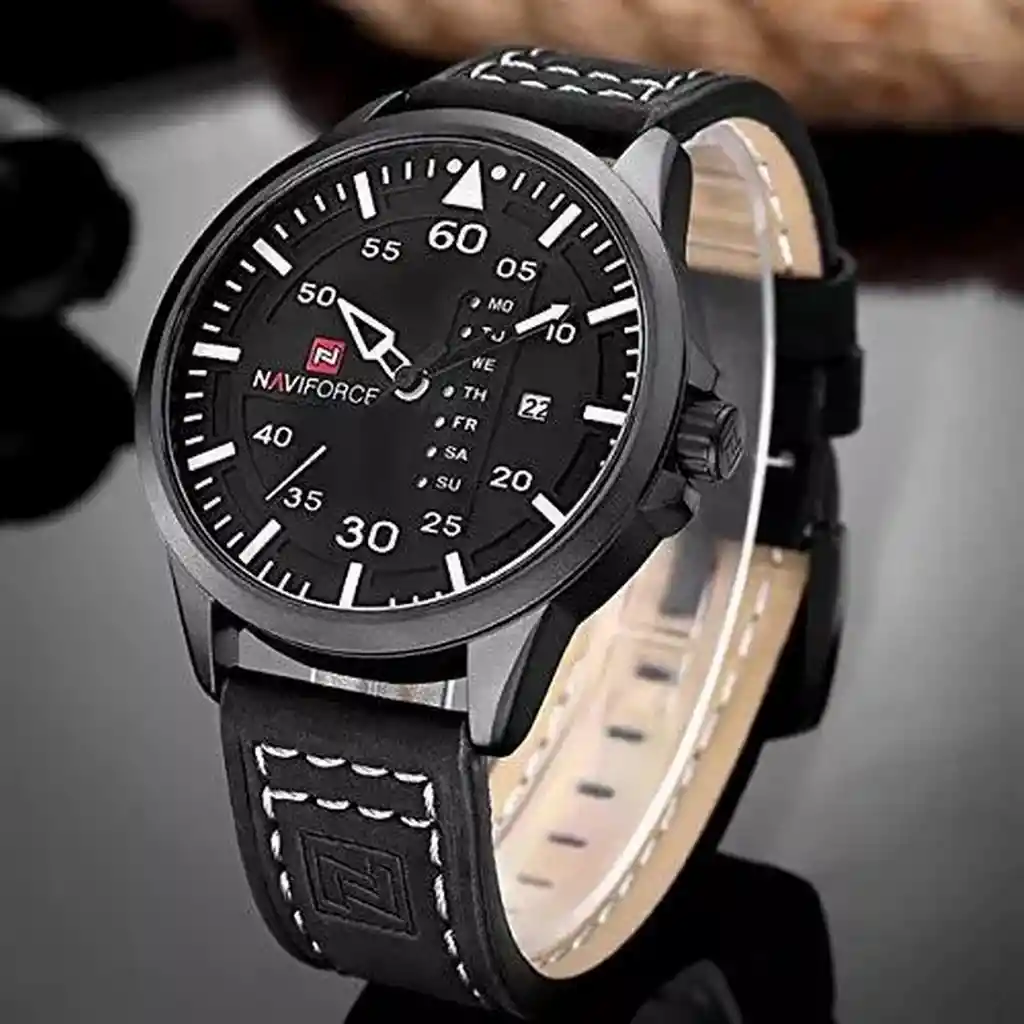 Reloj Naviforce Original Nf 9074 Cuero Hombre + Estuche