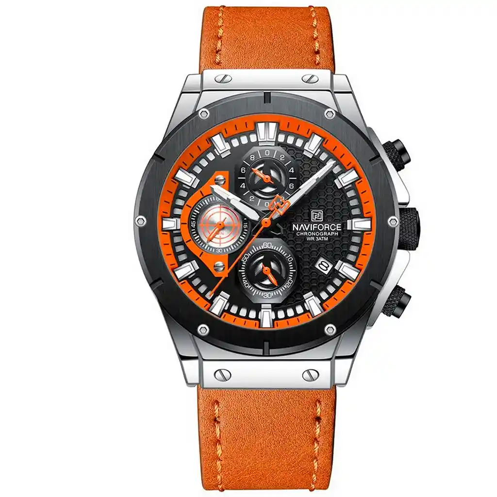 Reloj Naviforce Original Nf 8027 Cuero Hombre + Estuche