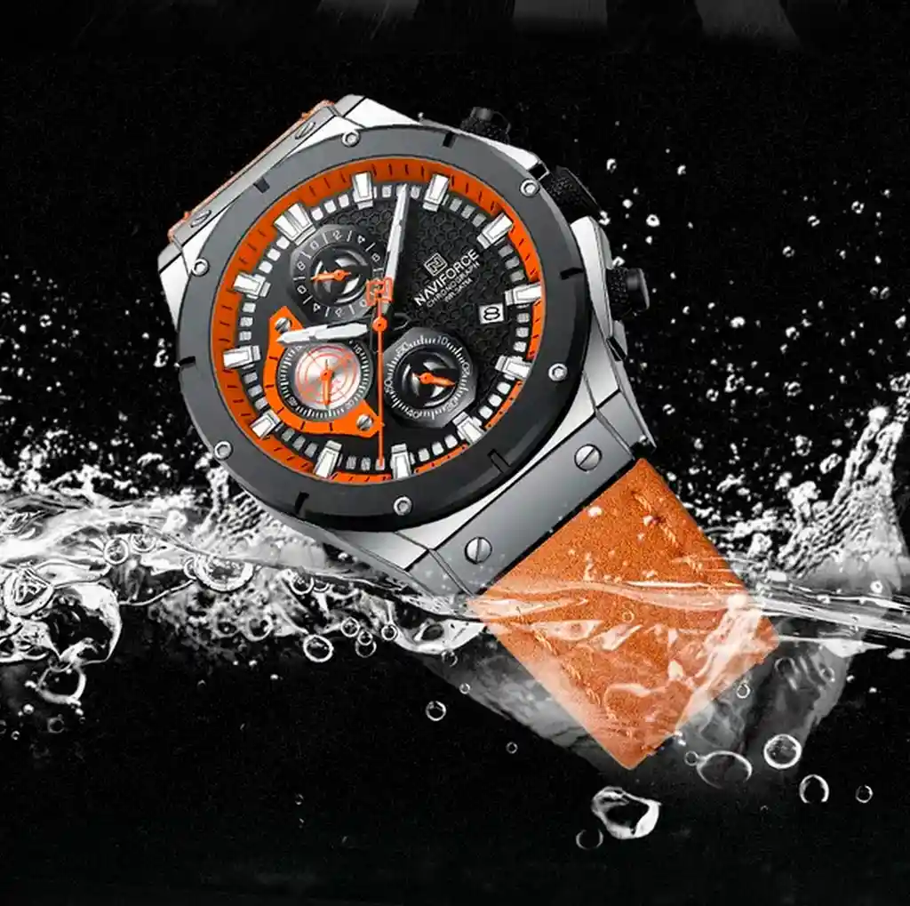 Reloj Naviforce Original Nf 8027 Cuero Hombre + Estuche