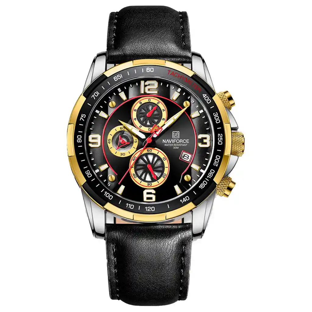 Reloj Naviforce Original Nf 8020 Cuero Marròn + Estuche