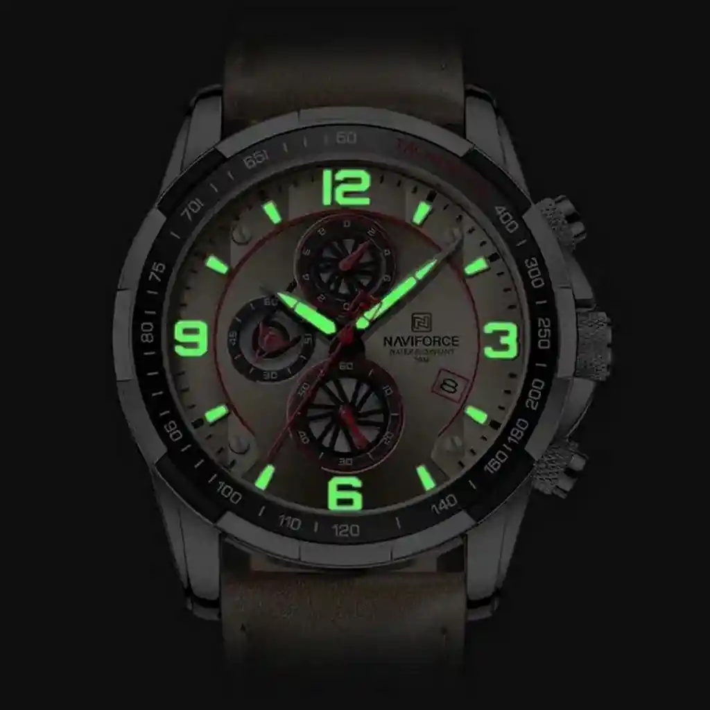 Reloj Naviforce Original Nf 8020 Cuero Marròn + Estuche