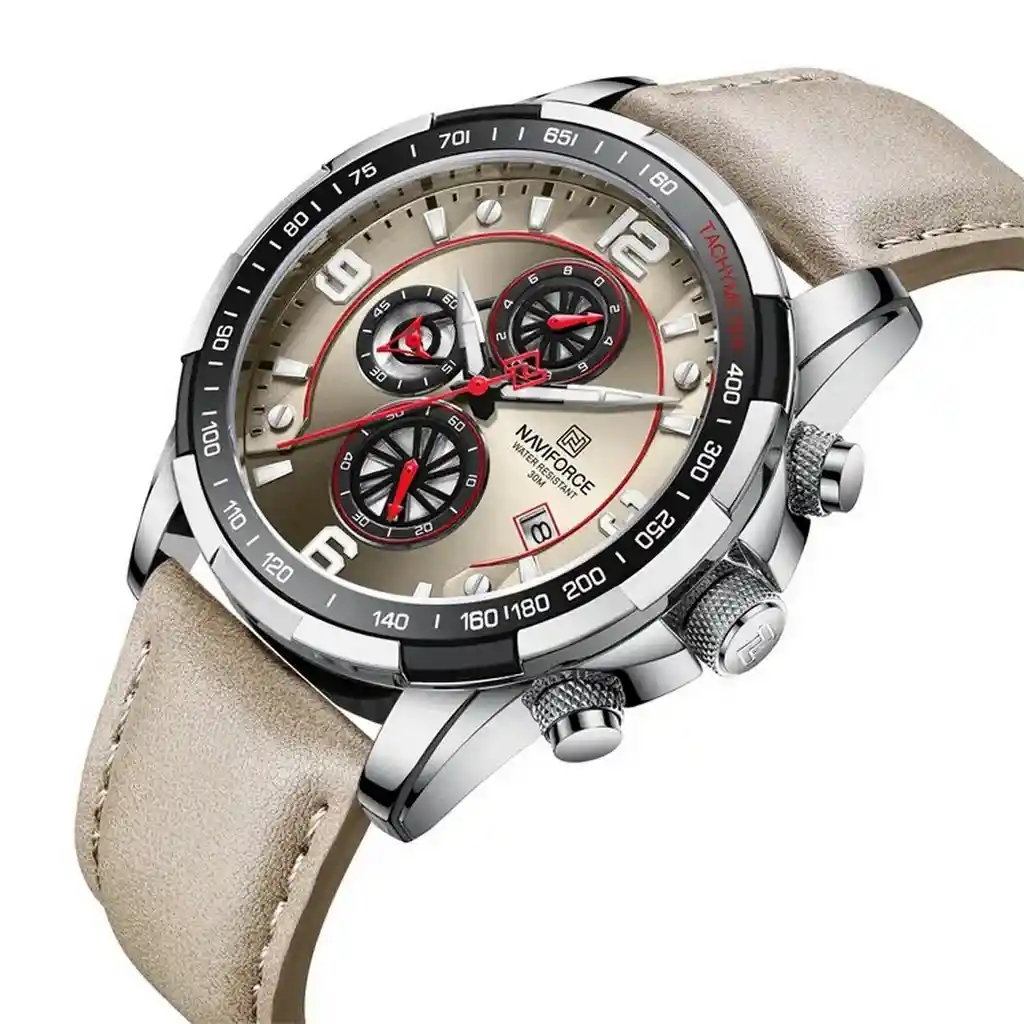 Reloj Naviforce Original Nf 8020 Cuero Marròn + Estuche