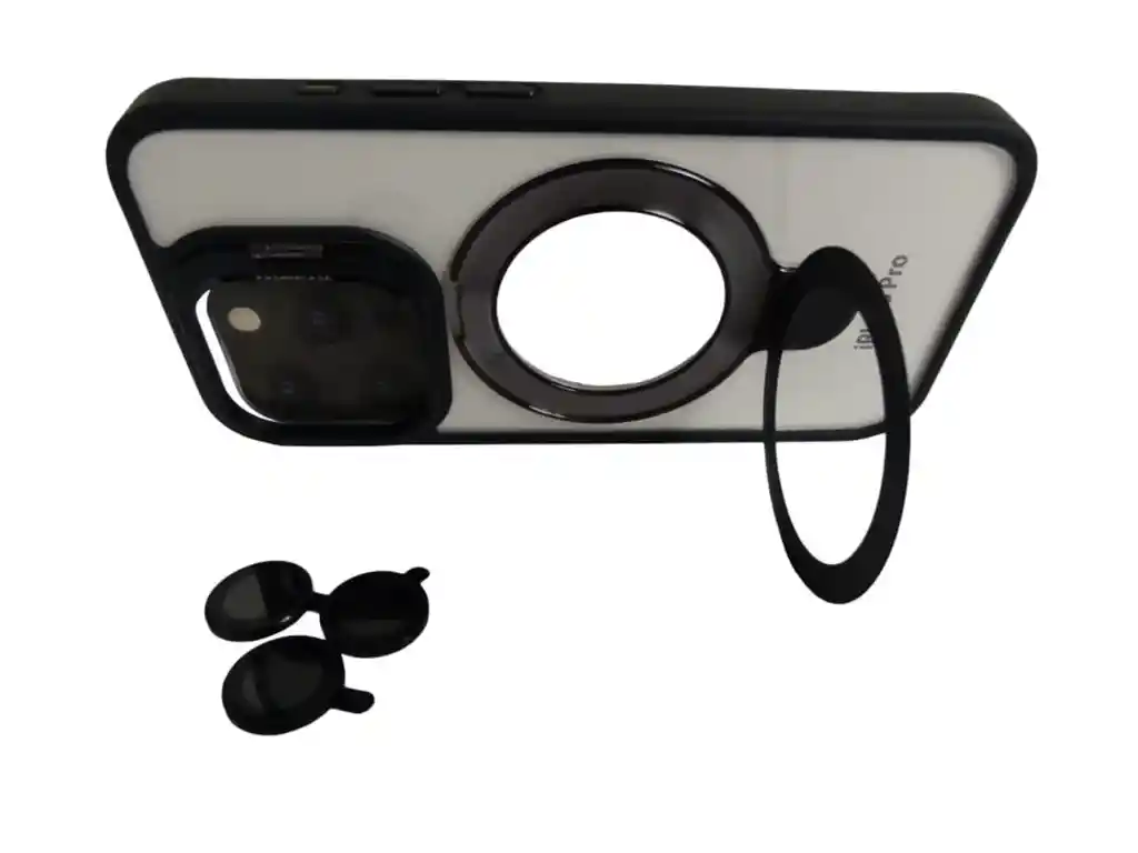 Estuche Para Iphone 15 Pro Soporte Duo Kit Lentes En Negro