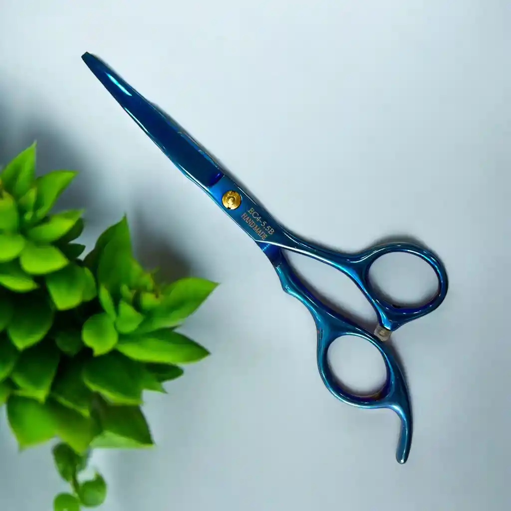 Tijera Profesional Corte De Cabello (filo Liso) Azul