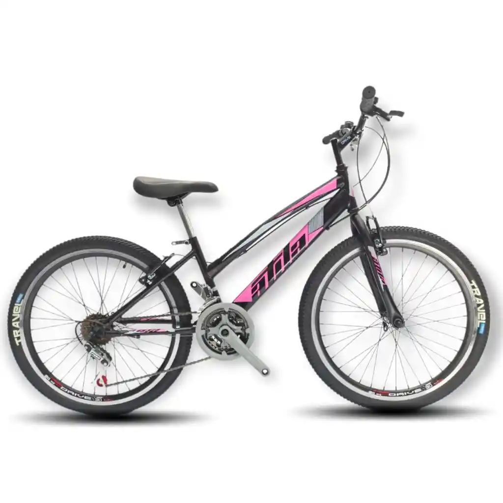 Bicicleta Todo Terreno - Rin 26 Doble Pared Atila 18 Cambios - Negra Con Rosa