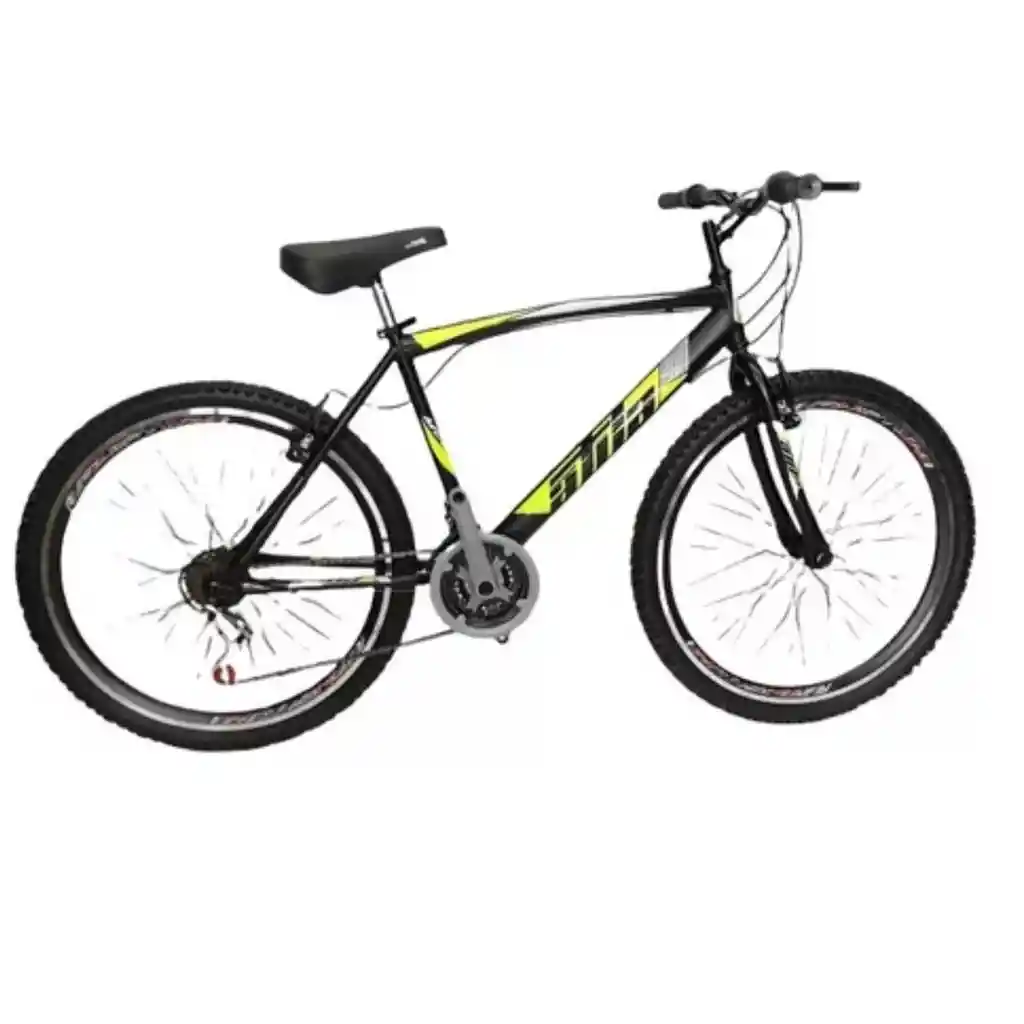 Bicicleta Todo Terreno - Rin 26 Doble Pared Atila 18 Cambios - Negro Con Amarillo