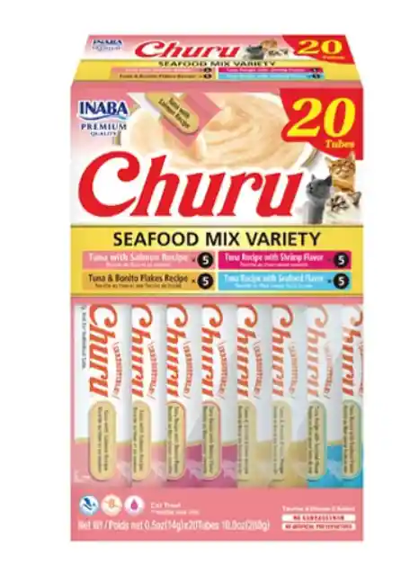 Inaba Cat Snack Churu - Seafood Mix X20