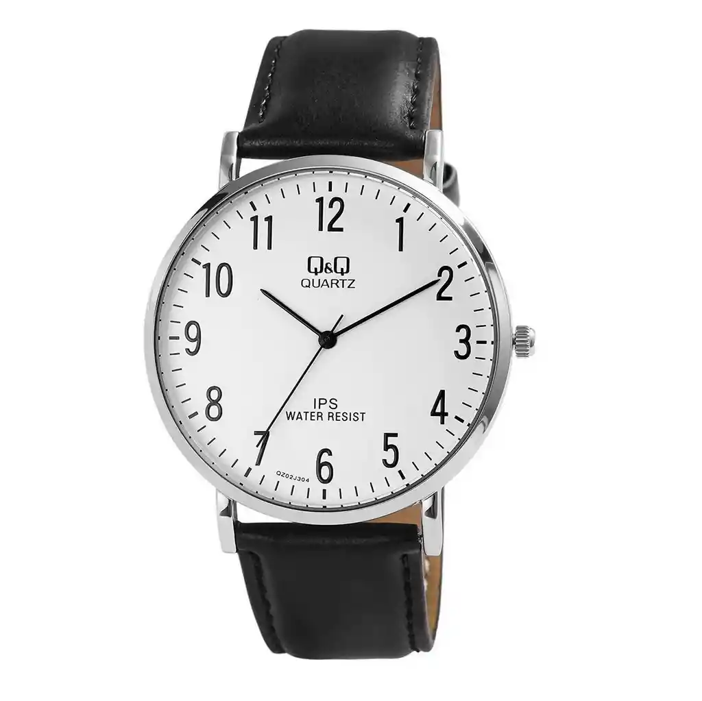 Reloj Qq Qyq Qz02j304y Casual Cuero Hombre + Estuche