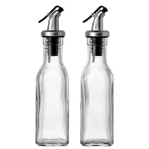 Set X 2 Aceitera Vinagrera Botella Dispensador Vidrio Cocina