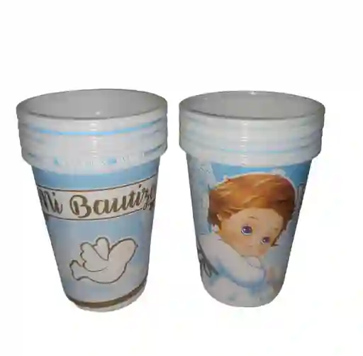 Vasos Decorativos Para Fiesta De Bautizo Niño X 12 Unidades