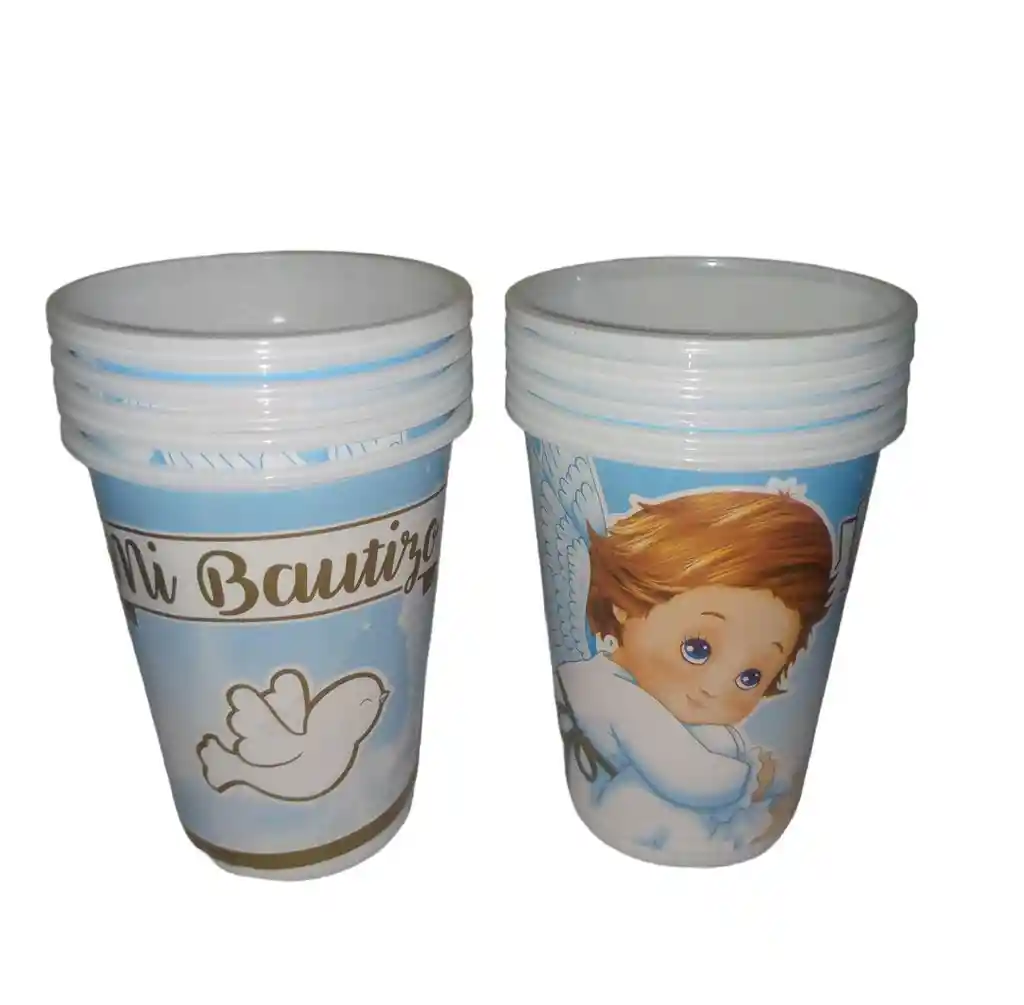 Vasos Decorativos Para Fiesta De Bautizo Niño X 12 Unidades