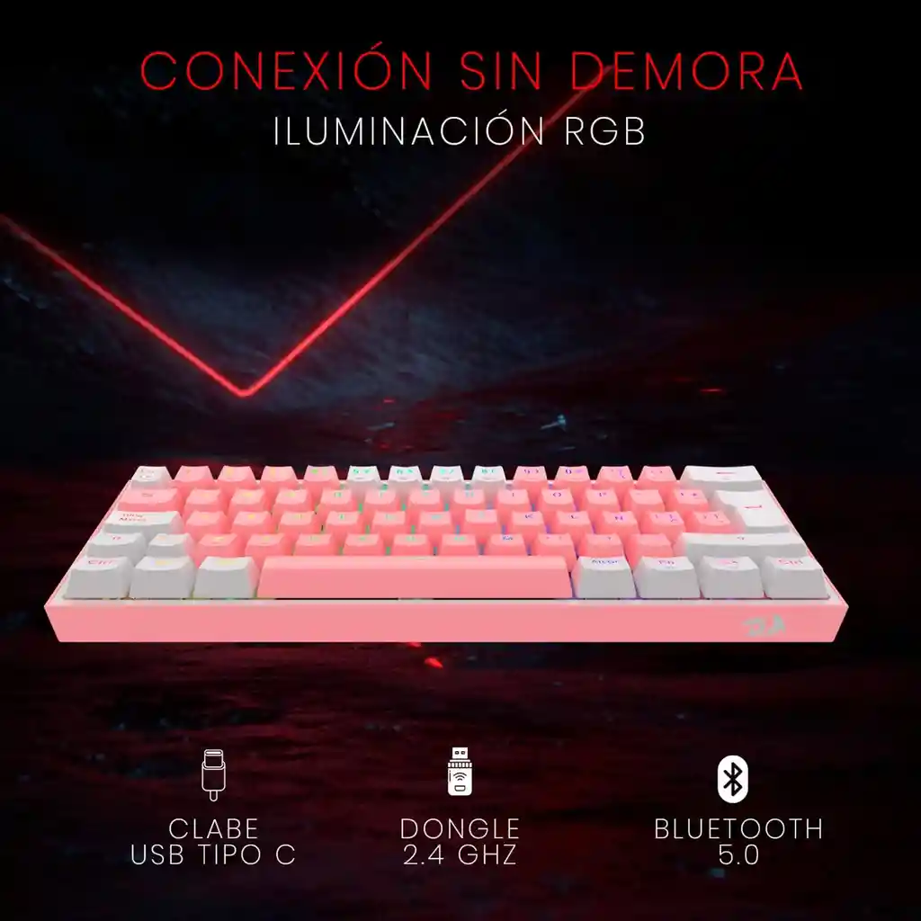 Teclado Gamer Mecánico Wireless Redragon K616 Rgb-pw Fizz Pro