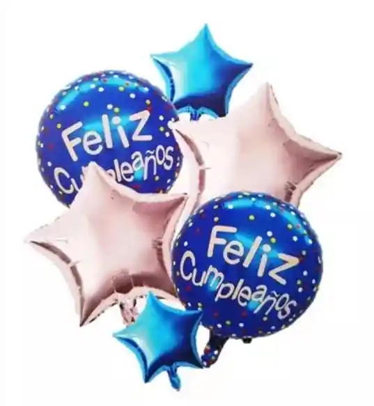 Kit De Globos Feliz Cumpleaños Metalizados