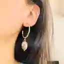 Aretes Candonga Dorada Con Cuarzo