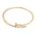 Pulsera Clavo Unisex Circon Rodio Dorado + Estuche