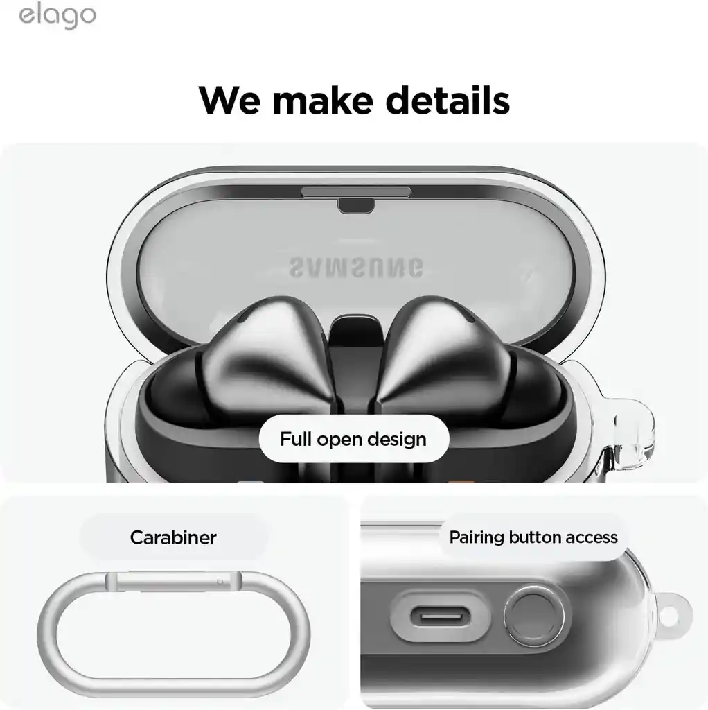 Elago Estuche Para Galaxy Buds 3 / Buds 3 Pro Con Arnes En Clear