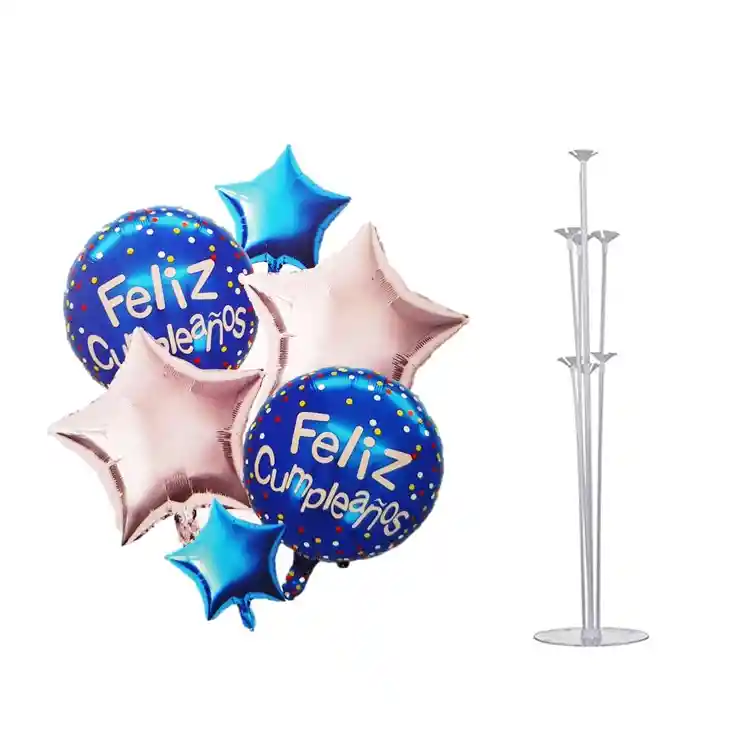 Set De Globos Feliz Cumpleaños Gratis Base De 7 Globos