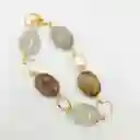 Pulsera Argollas Doradas Con Cuarzo