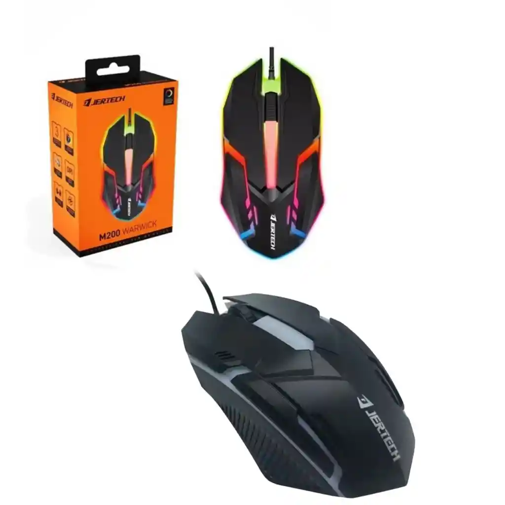 Mouse Gaming Alambrico Gamer Iluminado Optico Jertech M200