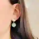 Aretes Dorados Con Cerámica Verde